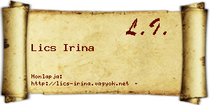 Lics Irina névjegykártya